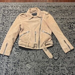 All Saints Blush Suede Balfern Moto Jacket